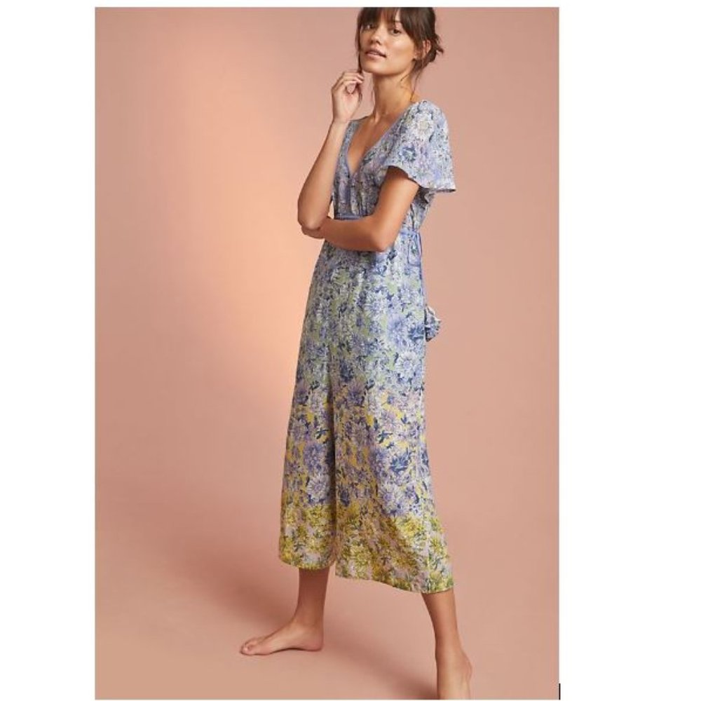 Anthropologie Romerio Sleep Jumpsuit in floral lavender motit - Size Small